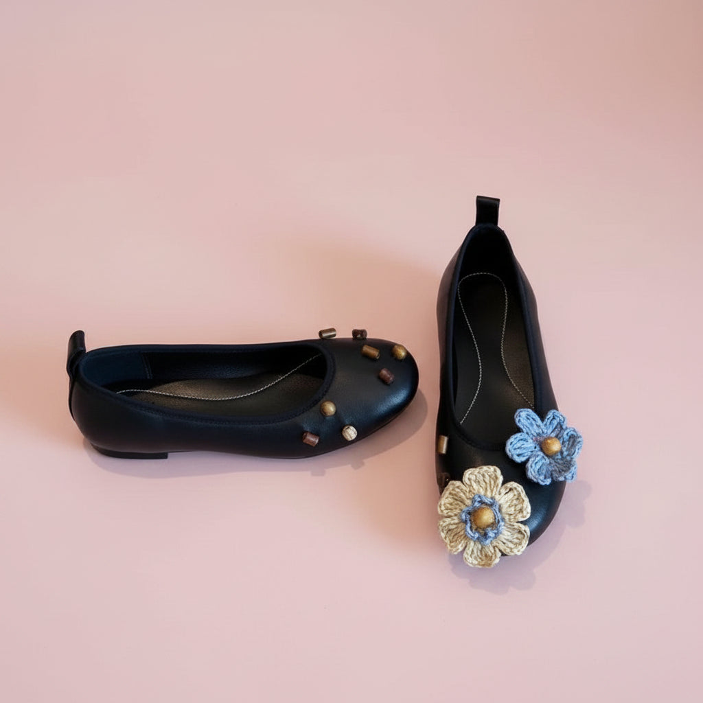 Flower Applique Ballet Flats