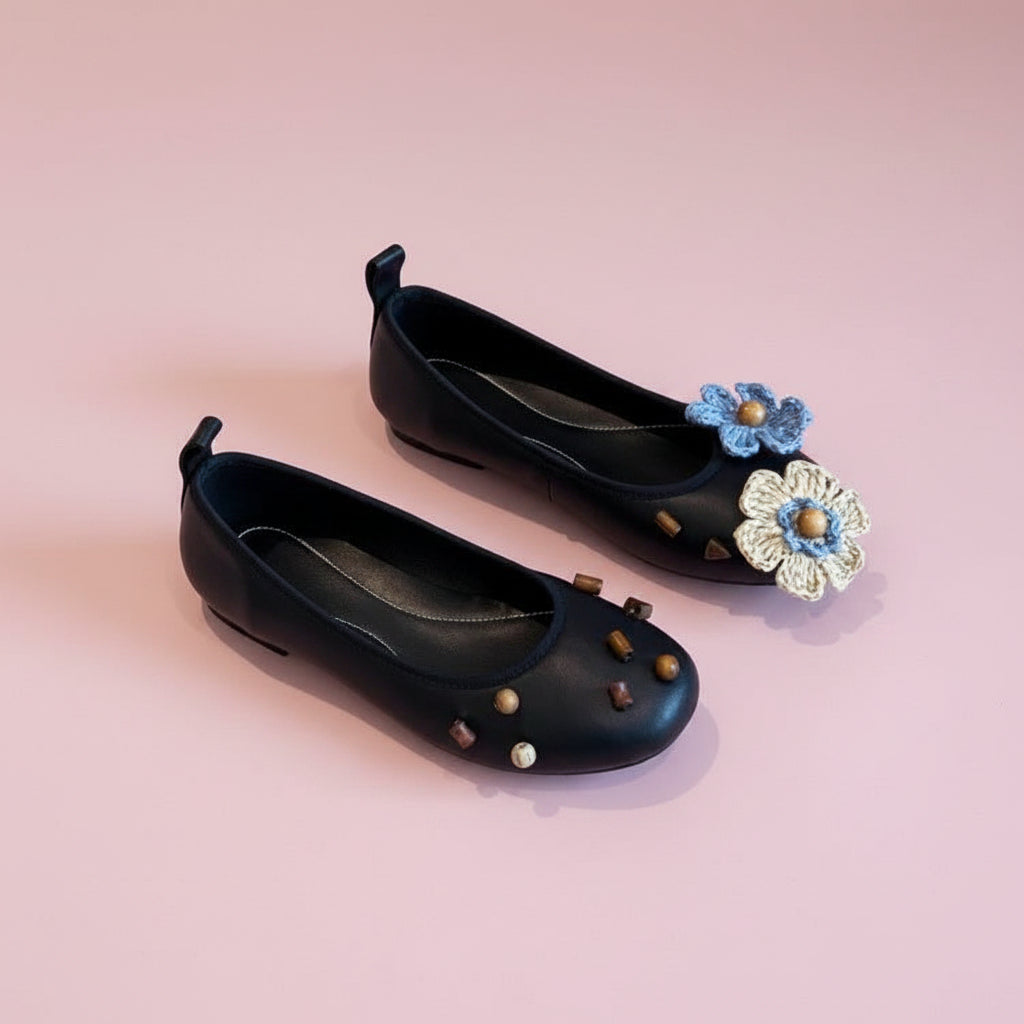 Flower Applique Ballet Flats