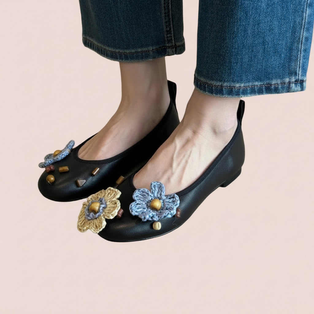 Flower Applique Ballet Flats