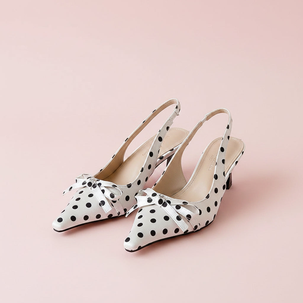Polka dot sling back heels