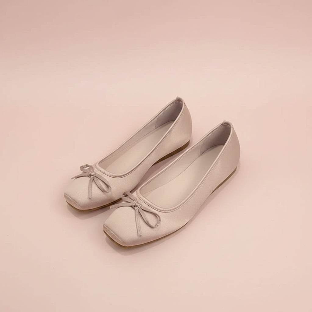 Square Toe Satin Ballet Flats
