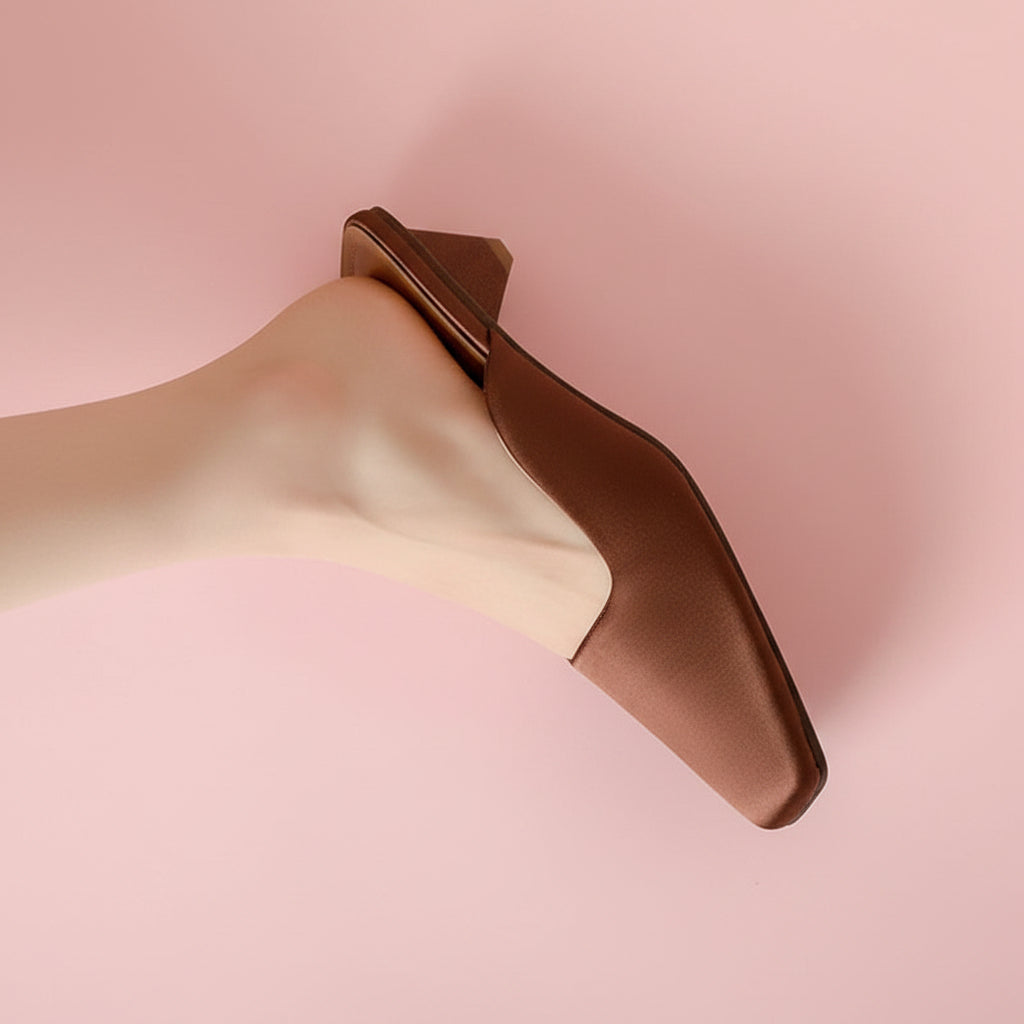 Square Toes Satin Mules