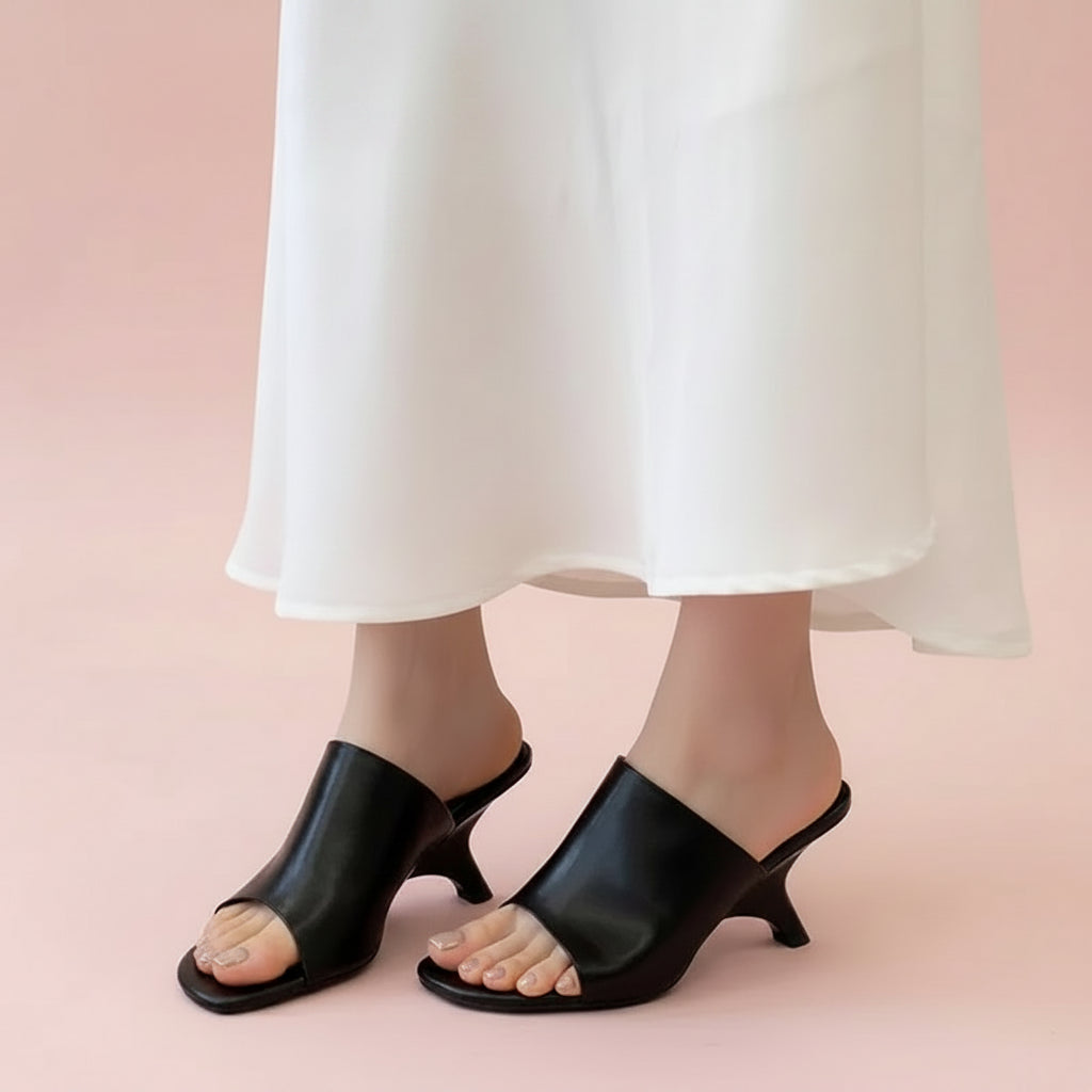 Curved Heel Mules