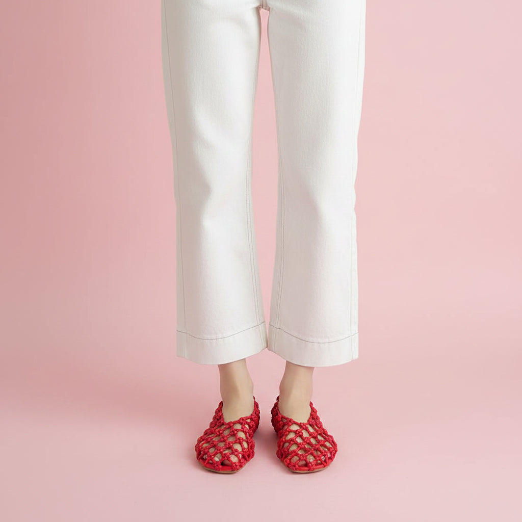 Leather Woven Flats