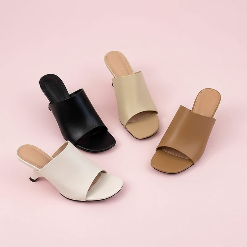Curved Heel Mules