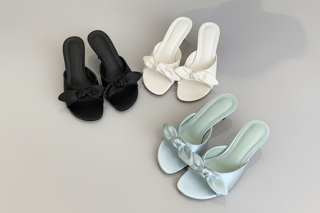 Bow Tie Satin Mules