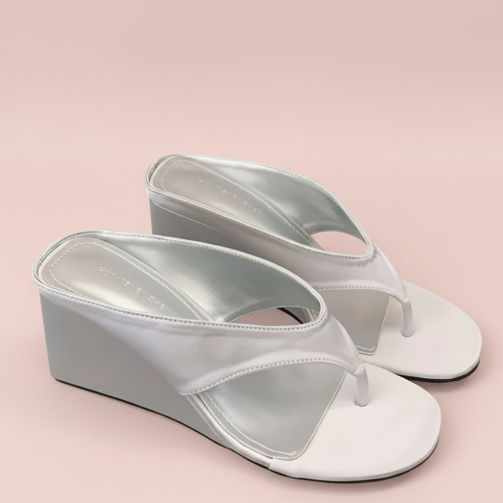 Satin Wedges Thong Sandals