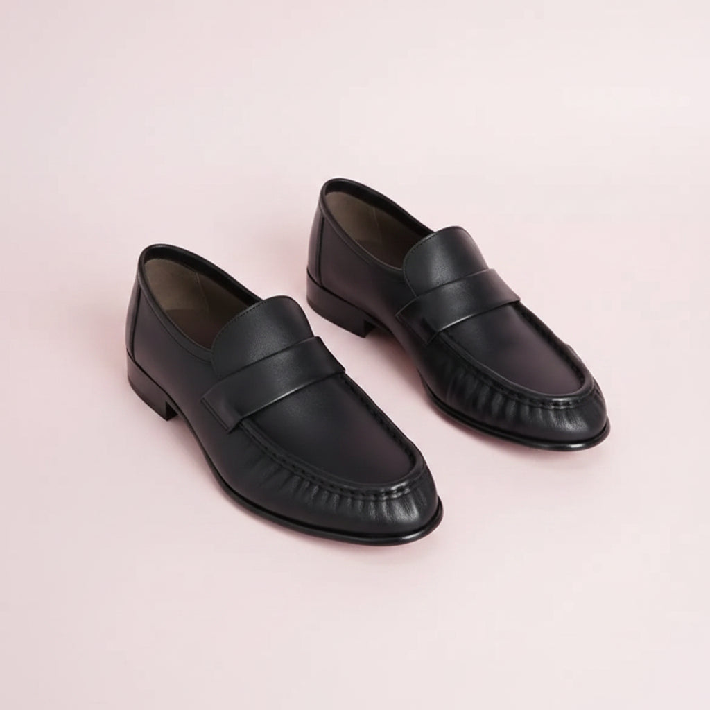 Classic ruched leather loafer