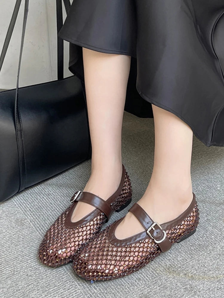 Rhinestone Mesh Flats