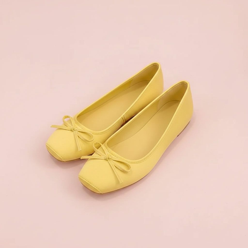 Square Toe Satin Ballet Flats