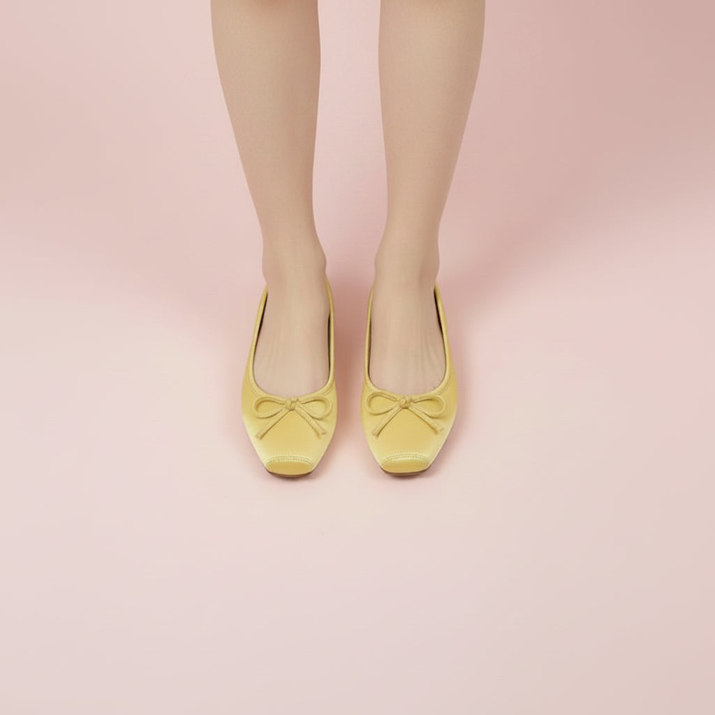 Square Toe Satin Ballet Flats