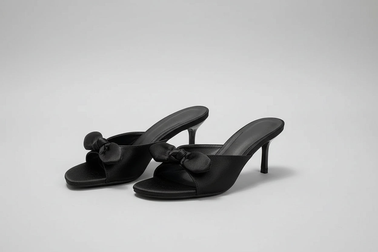 Bow Tie Satin Mules
