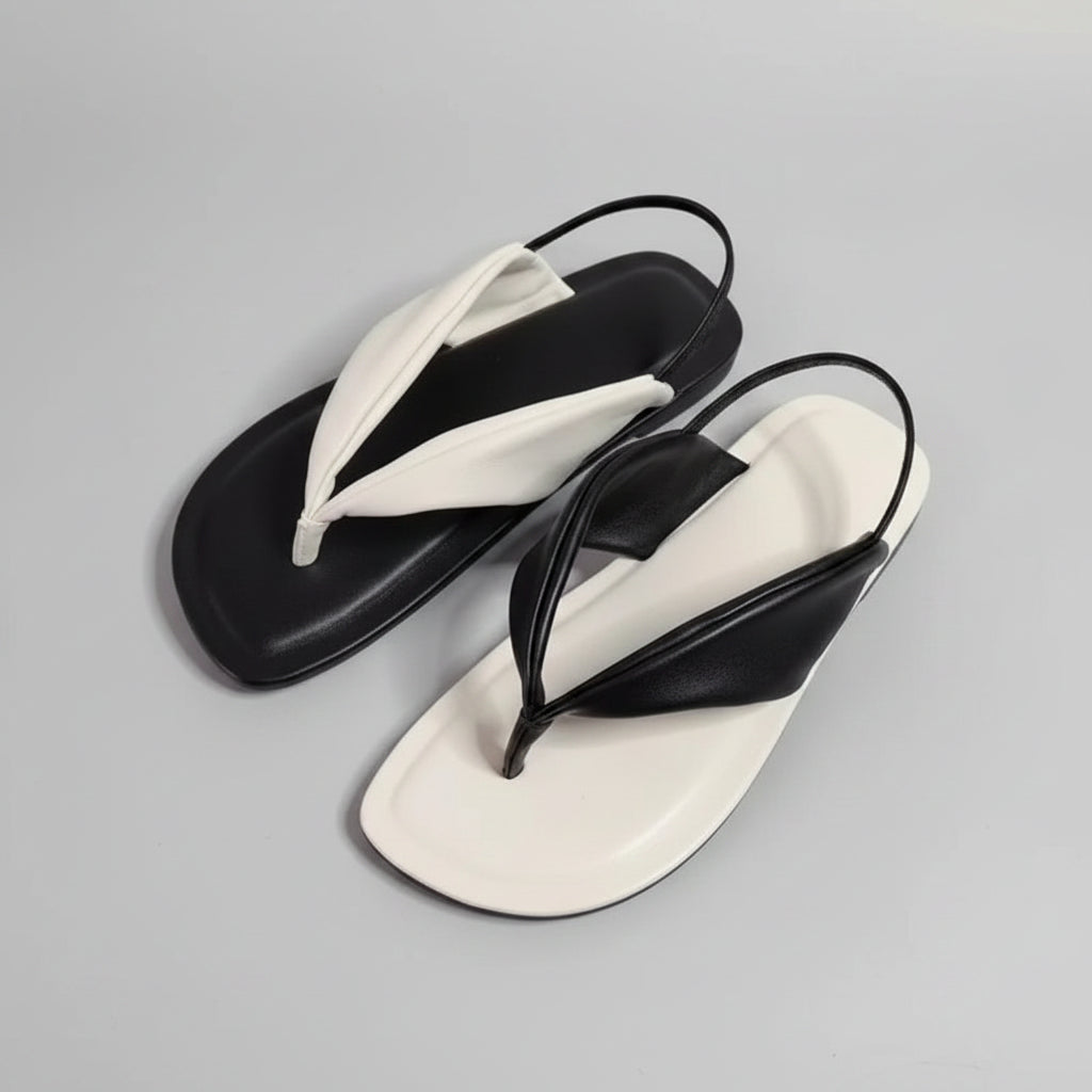 Contrast Leather Sandals Flip flops