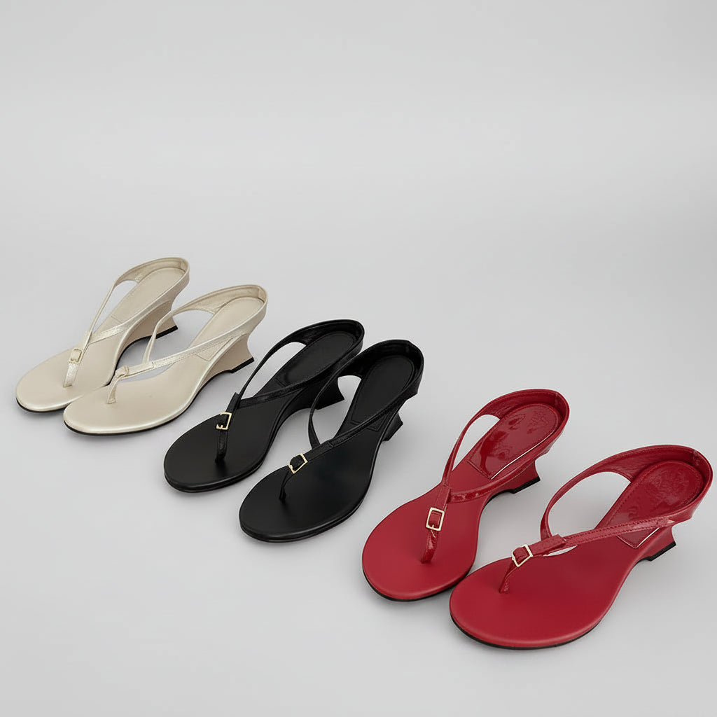 Buckle Thong Wedge Sandal