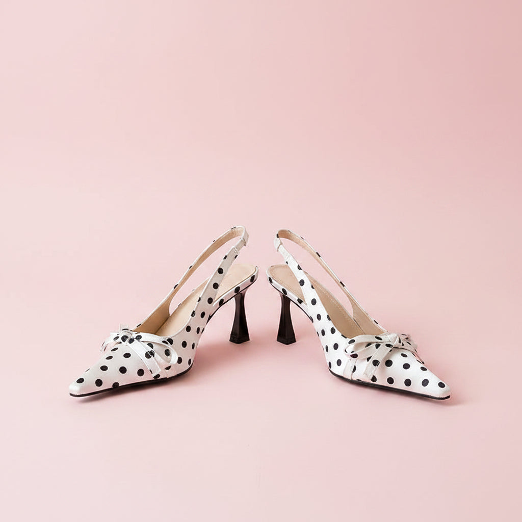 Polka dot sling back heels