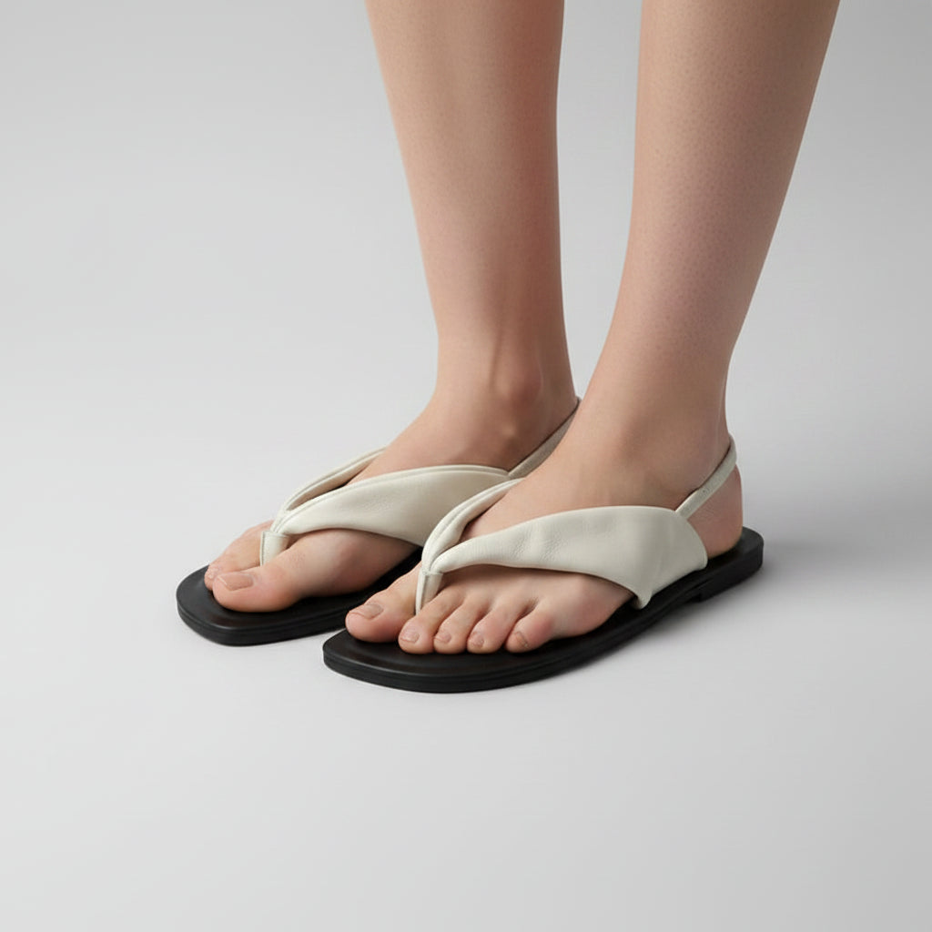 Contrast Leather Sandals Flip flops