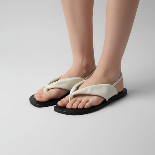 Contrast Leather Sandals Flip flops