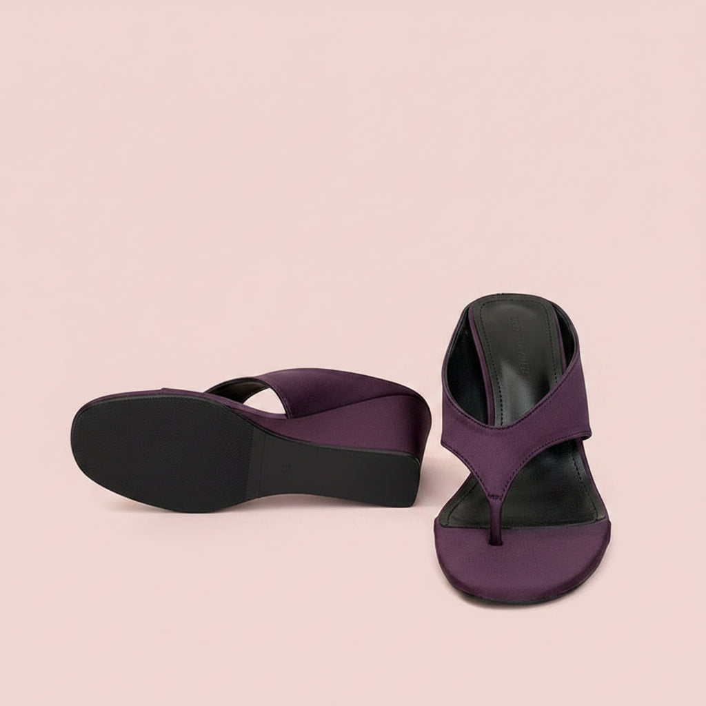 Satin Wedges Thong Sandals