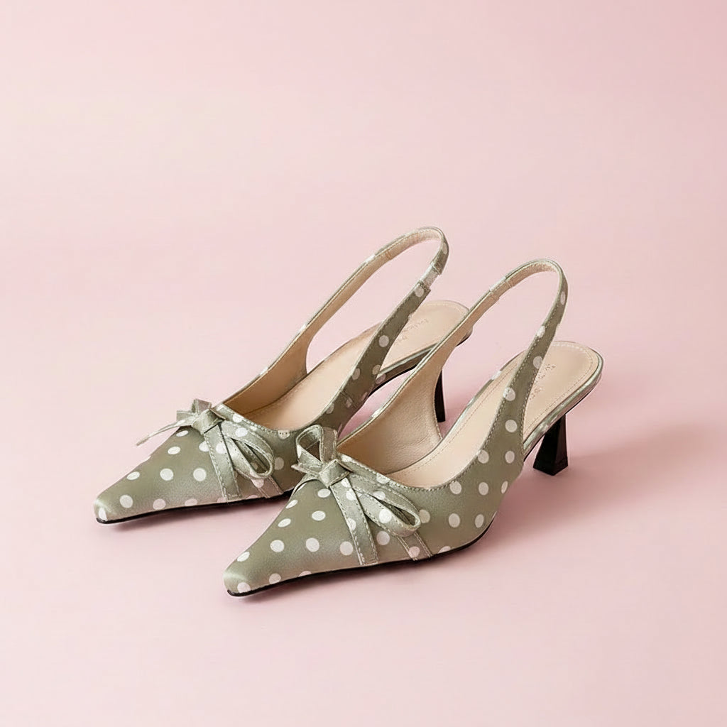 Polka dot sling back heels