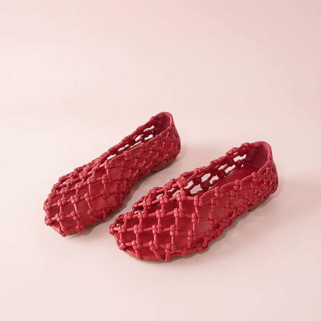 Leather Woven Flats
