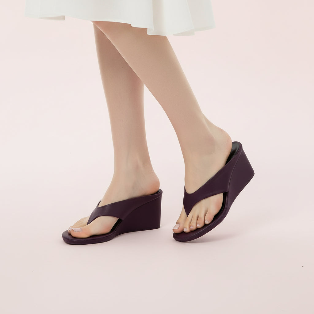 Satin Wedges Thong Sandals