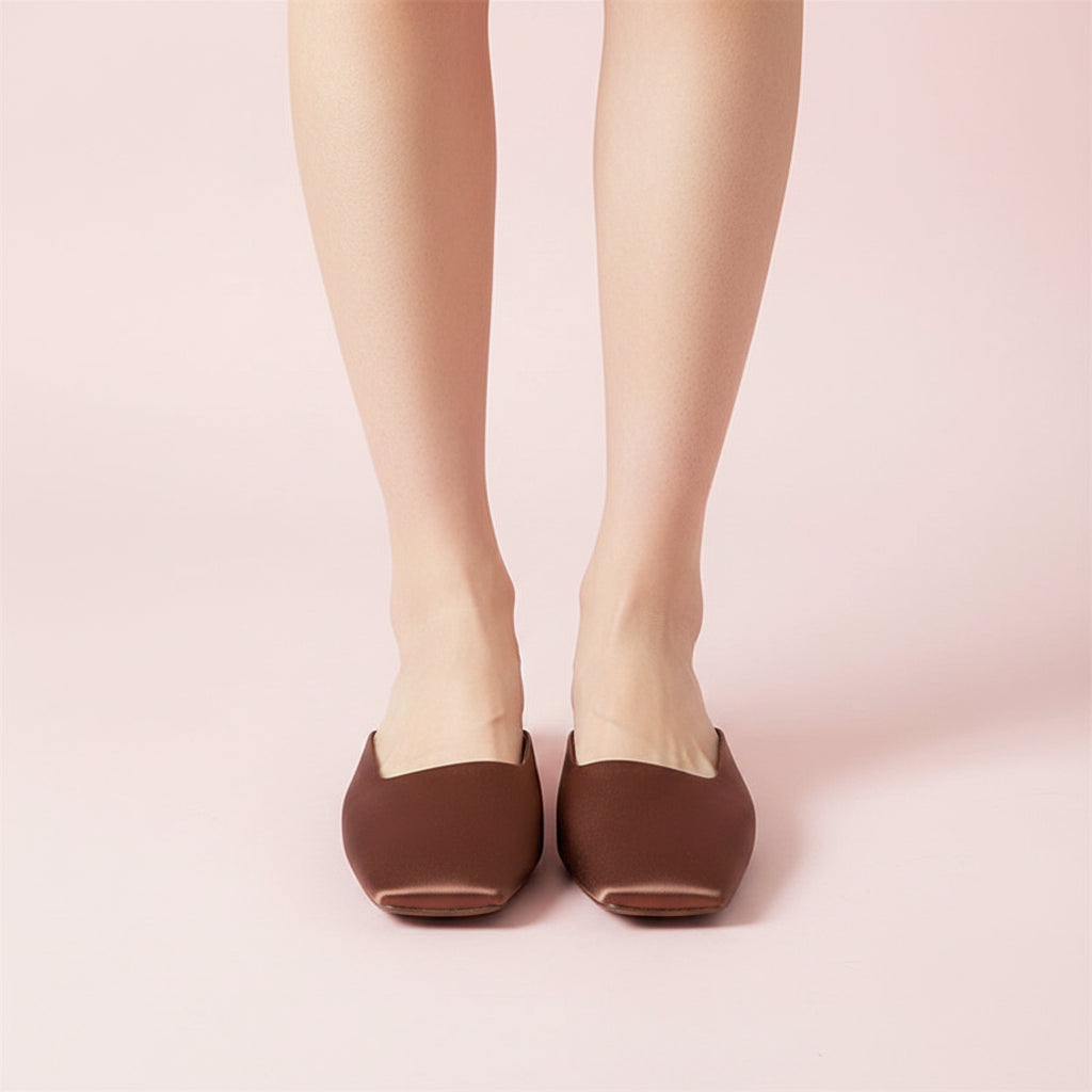 Square Toes Satin Mules