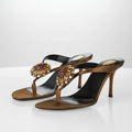 Jewel Rhinestones Flowers Thong Heels