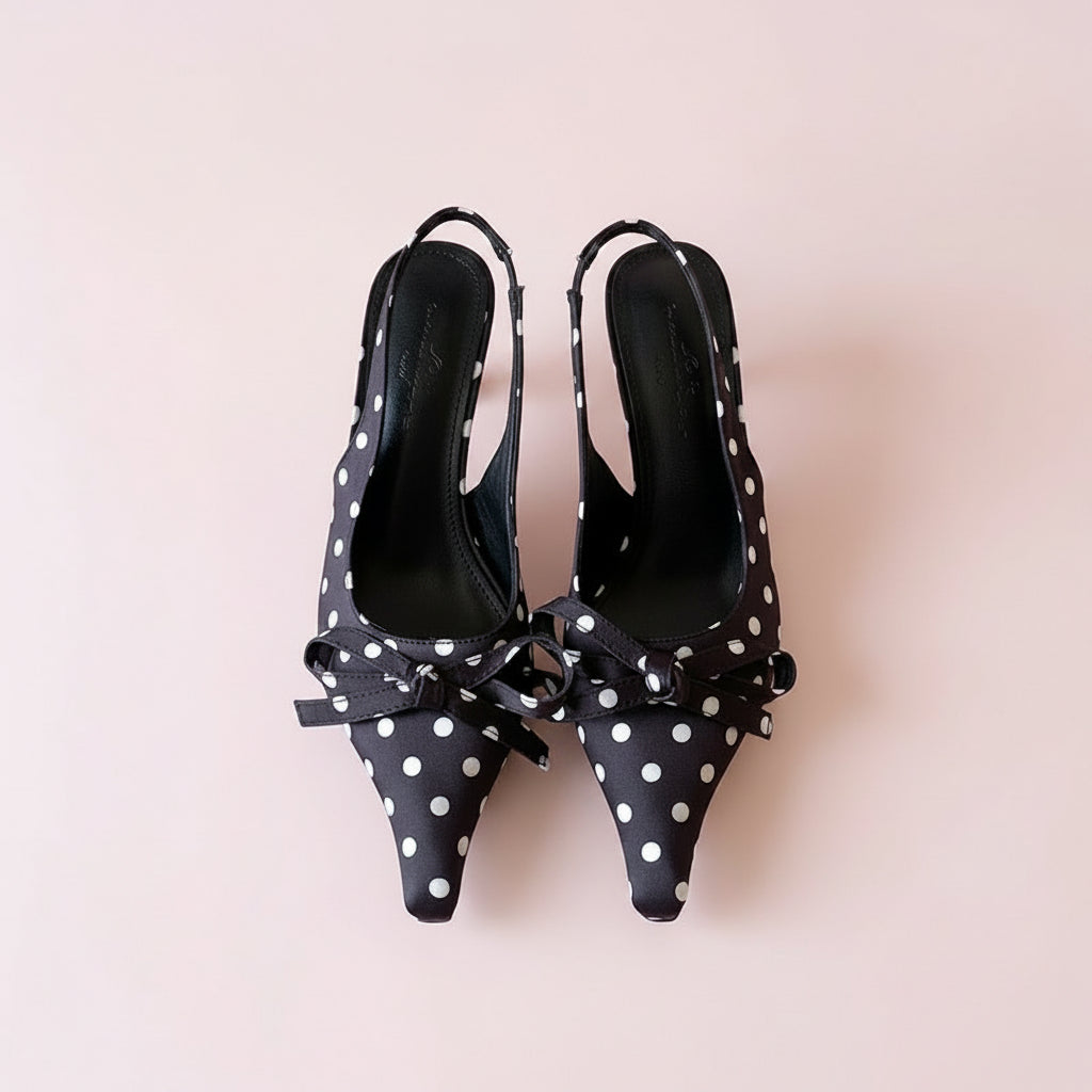 Polka dot sling back heels