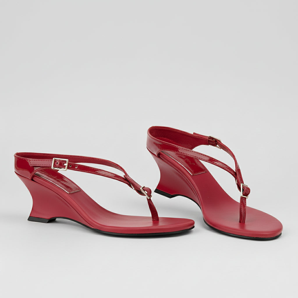 Buckle Thong Wedge Sandal