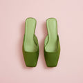 Square Toes Satin Mules