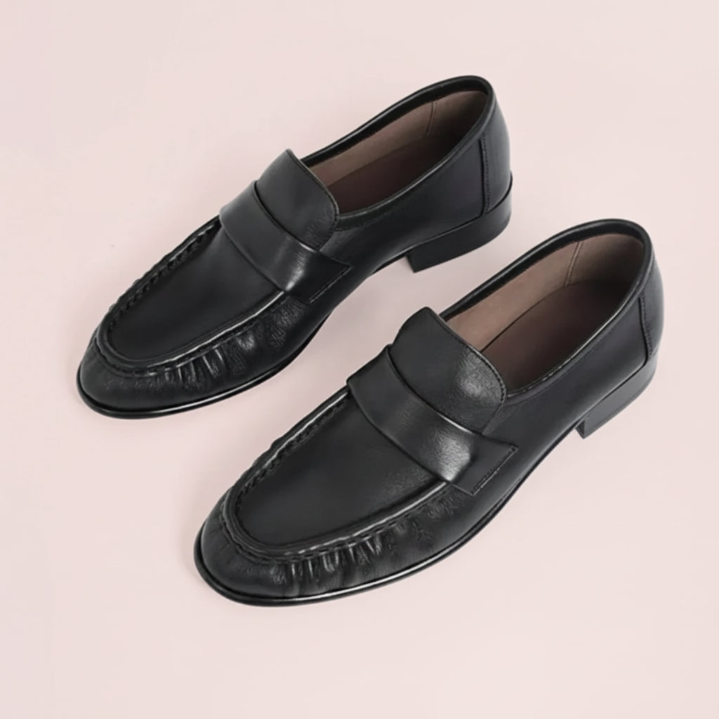 Classic ruched leather loafer
