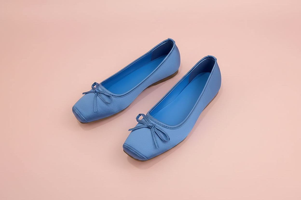 Square Toe Satin Ballet Flats