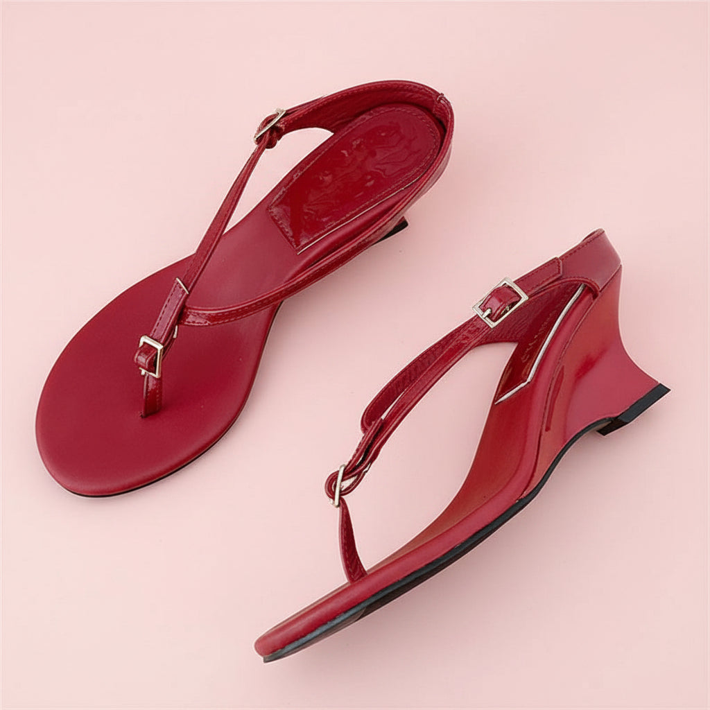 Buckle Thong Wedge Sandal