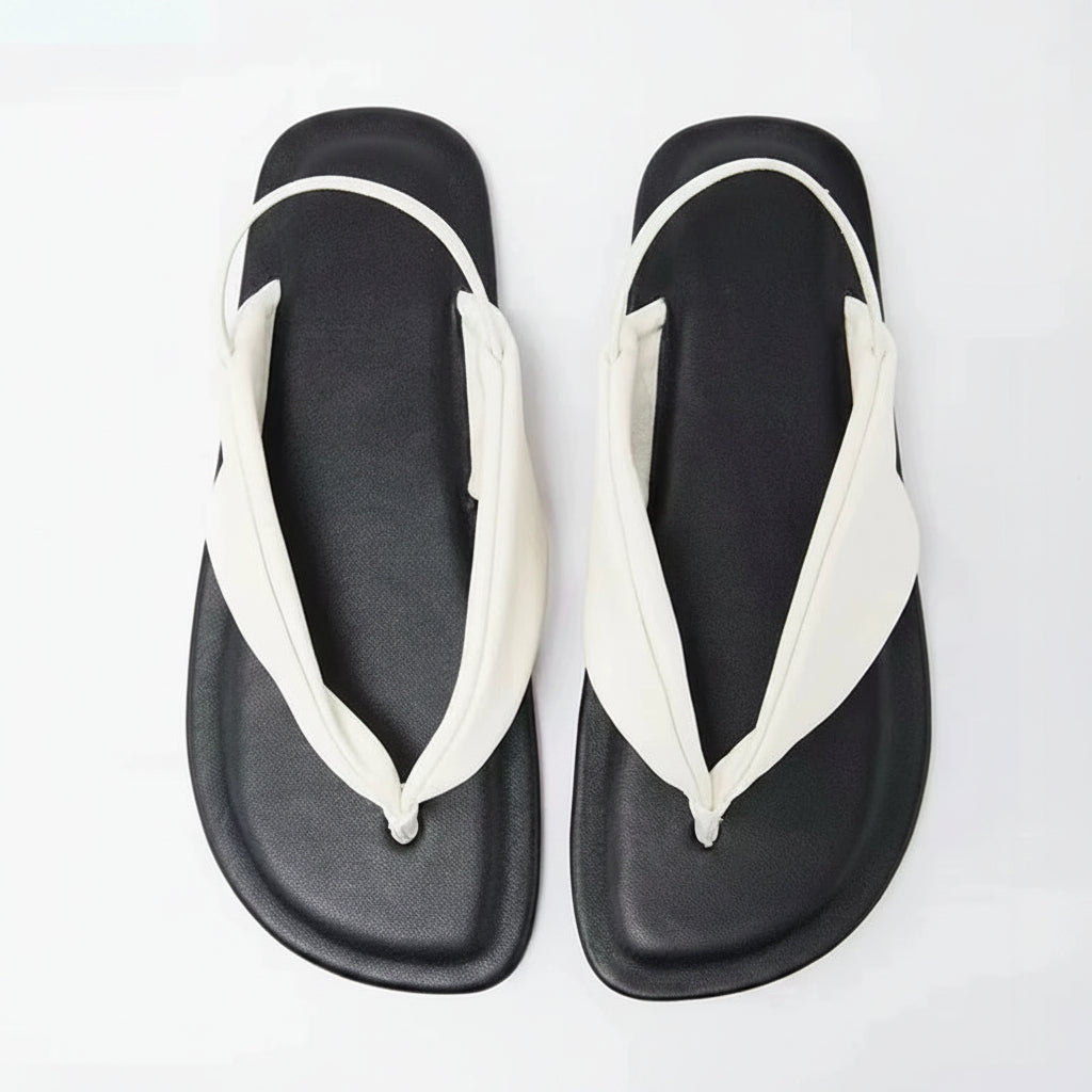 Contrast Leather Sandals Flip flops