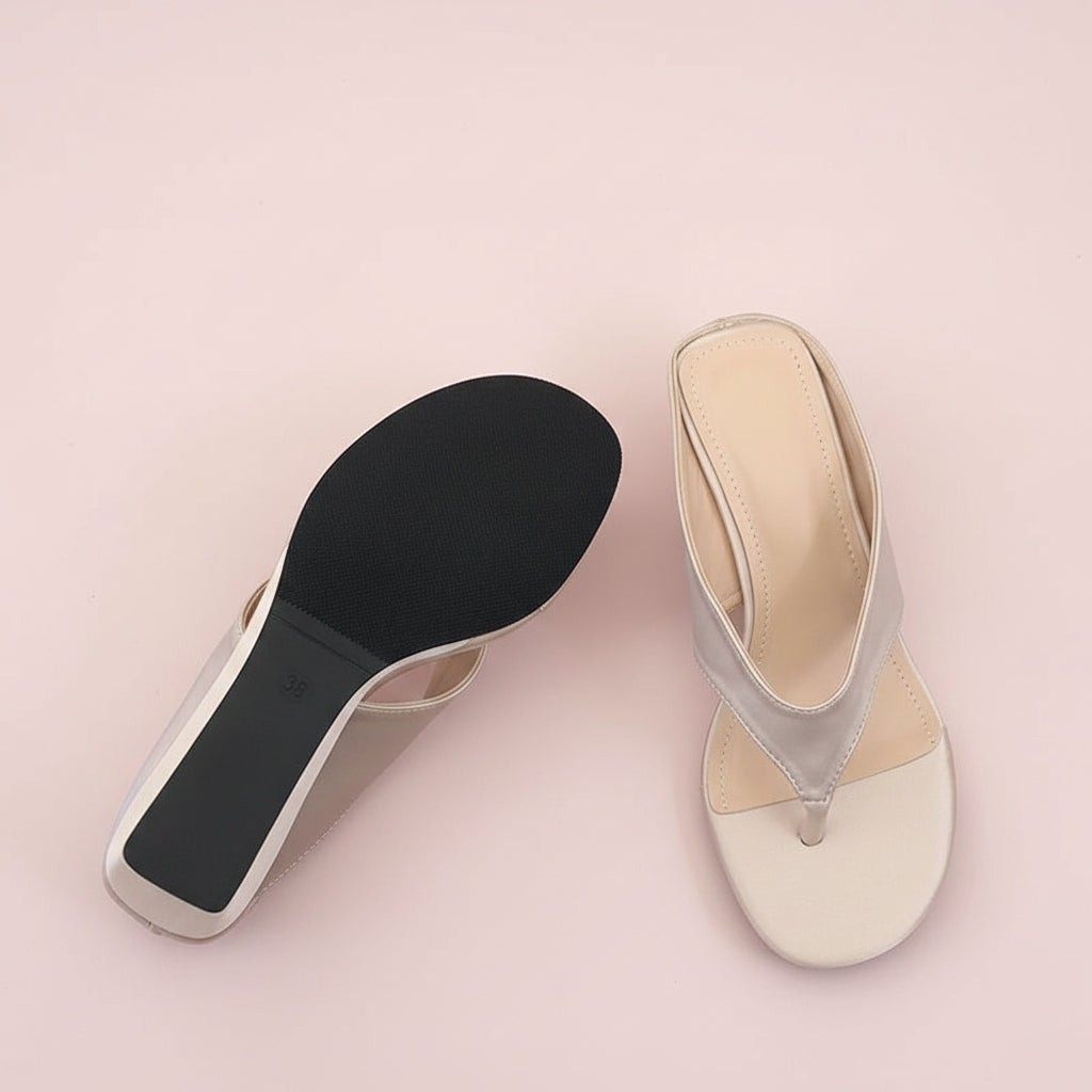 Satin Wedges Thong Sandals