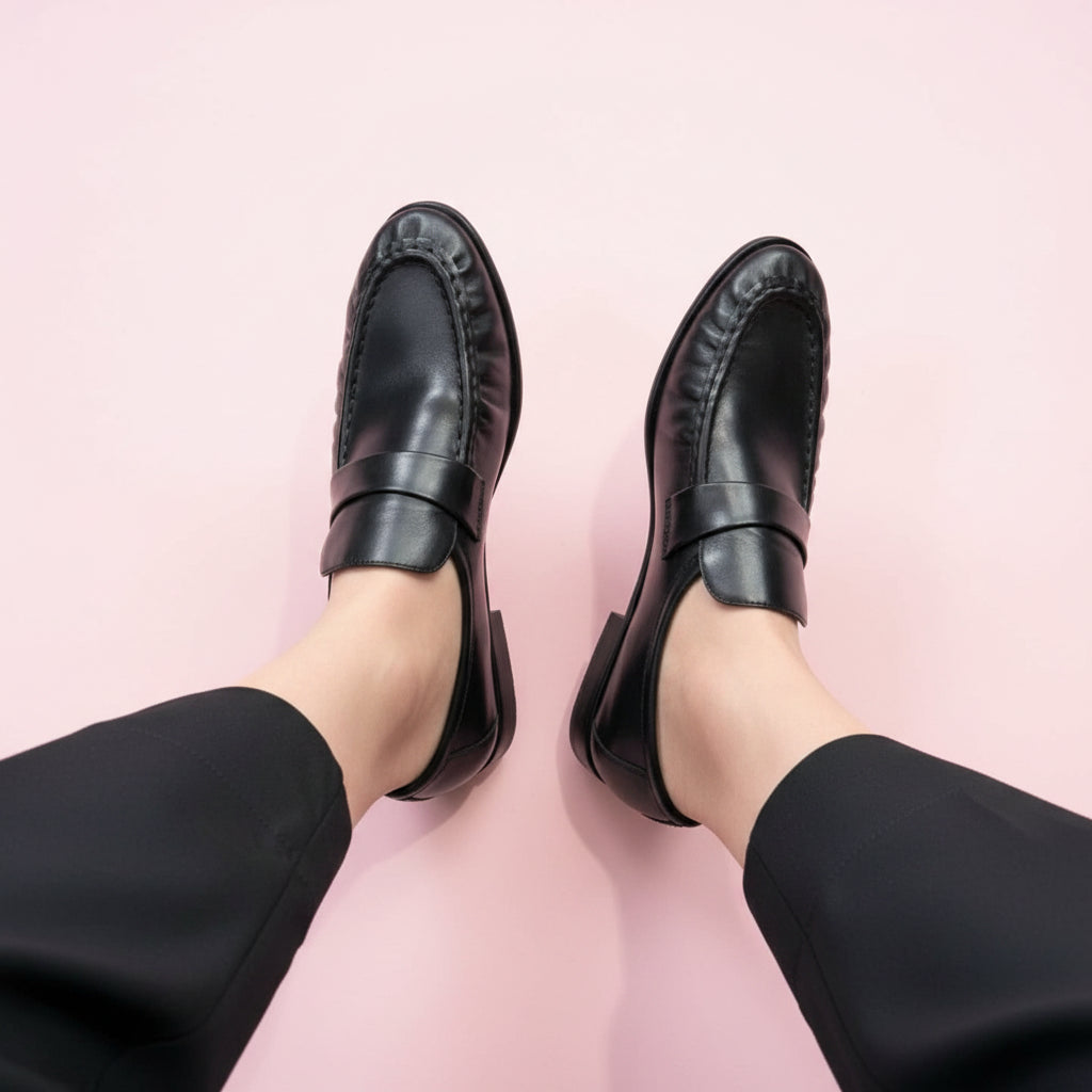 Classic ruched leather loafer