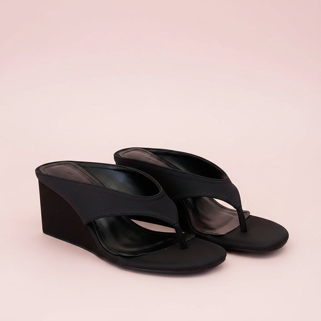 Satin Wedges Thong Sandals