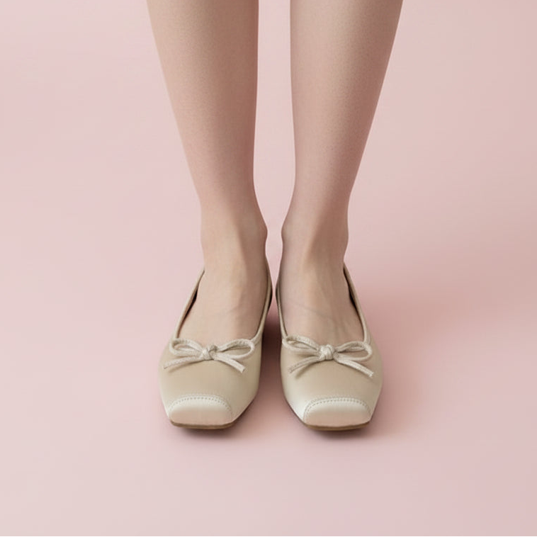Square Toe Satin Ballet Flats