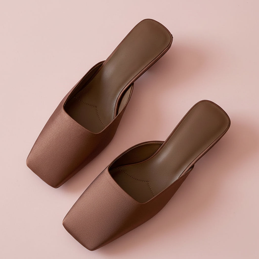 Square Toes Satin Mules