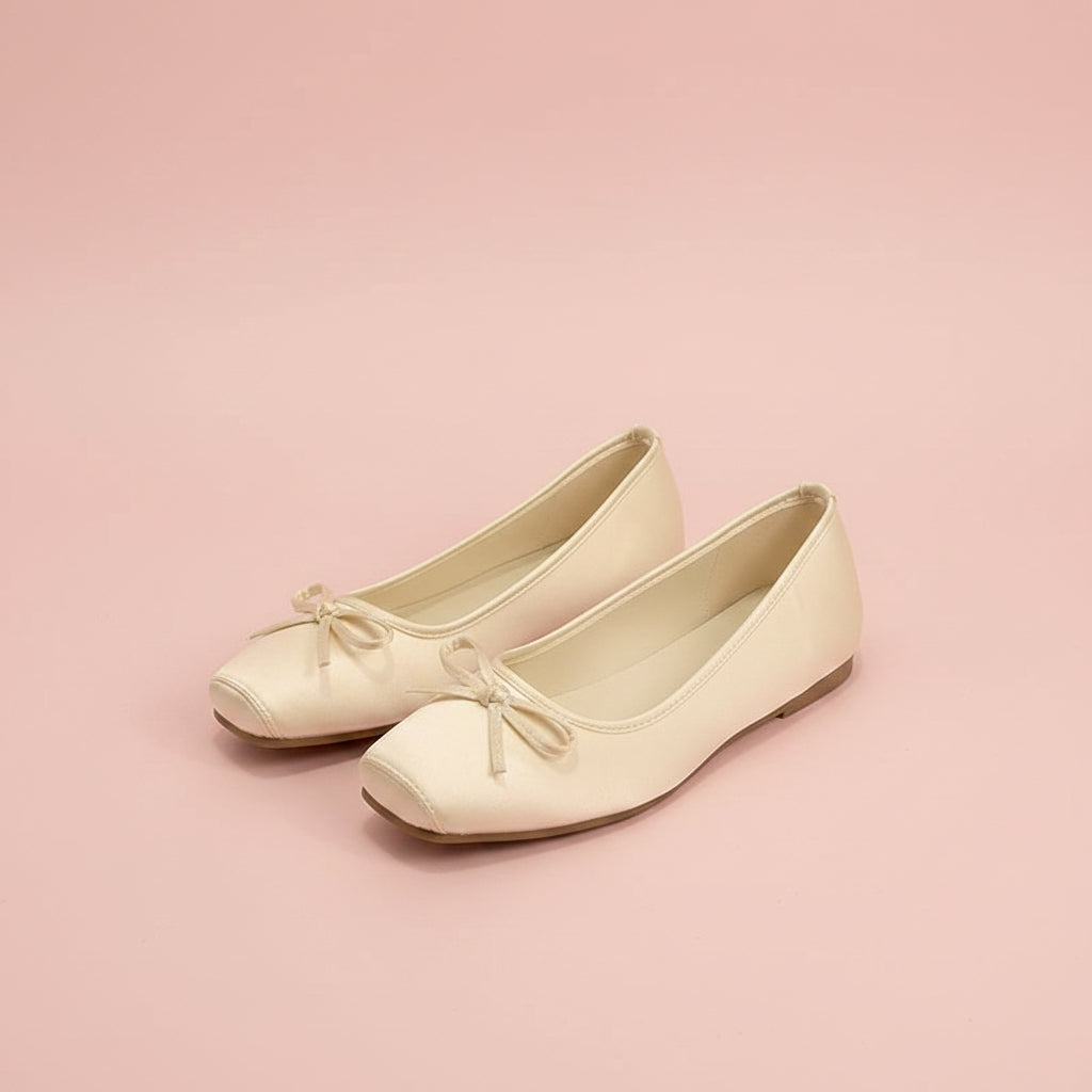 Square Toe Satin Ballet Flats
